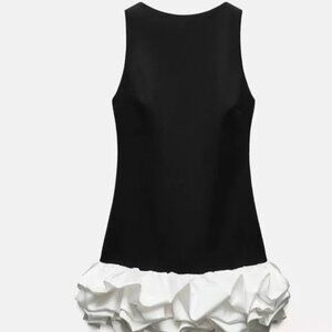 Black Dress with White Ruffle Hem